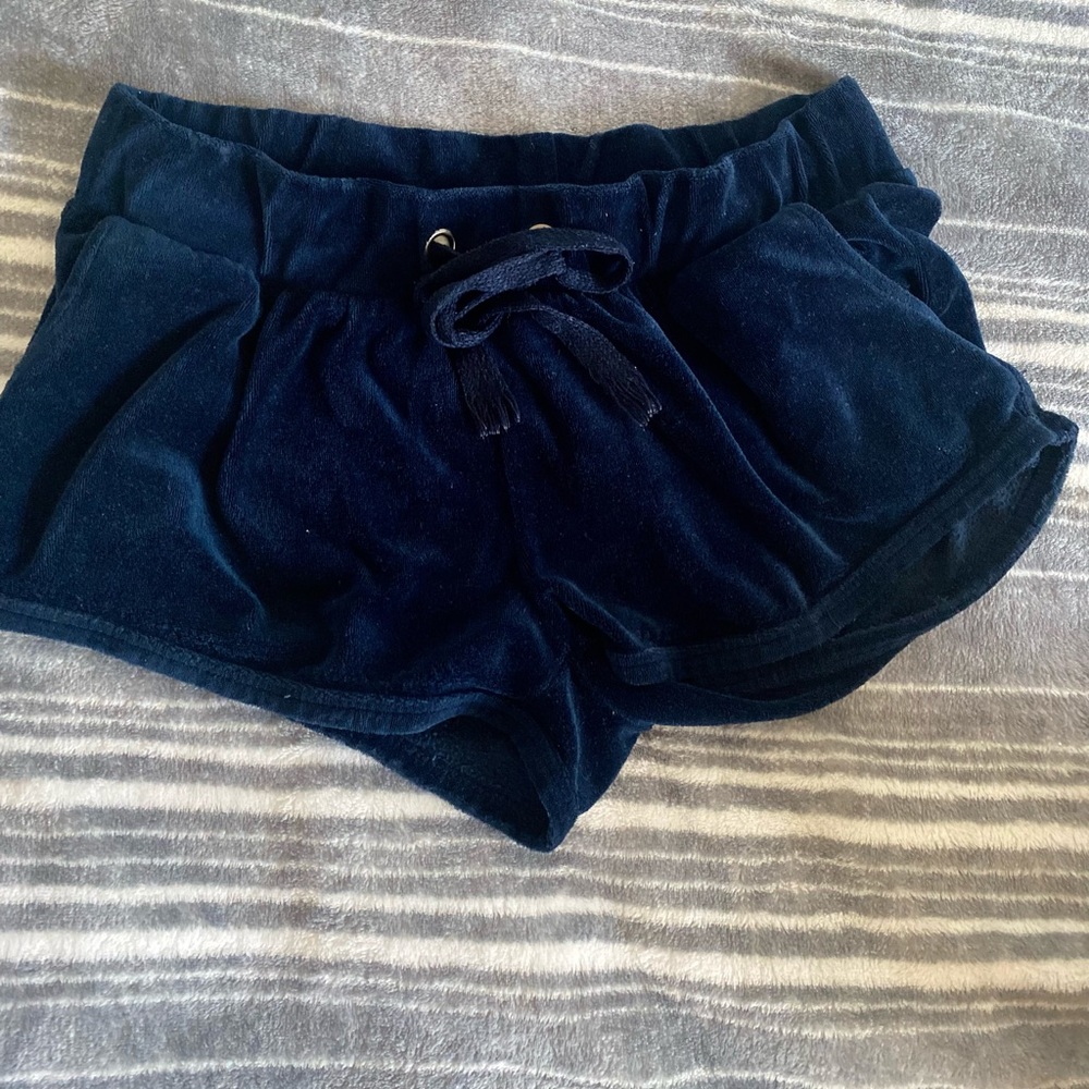 Blue Velour Booty Shorts
